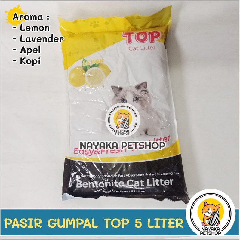 Pasir Kucing Gumpal TOP 5 Liter Wangi Bentonite Cat Litter Pengganti Zeolit