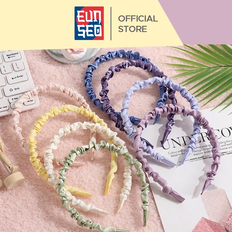 Bando Bandana Kerut Satin Hair Accessories Style Fashion Korea EUNSEO