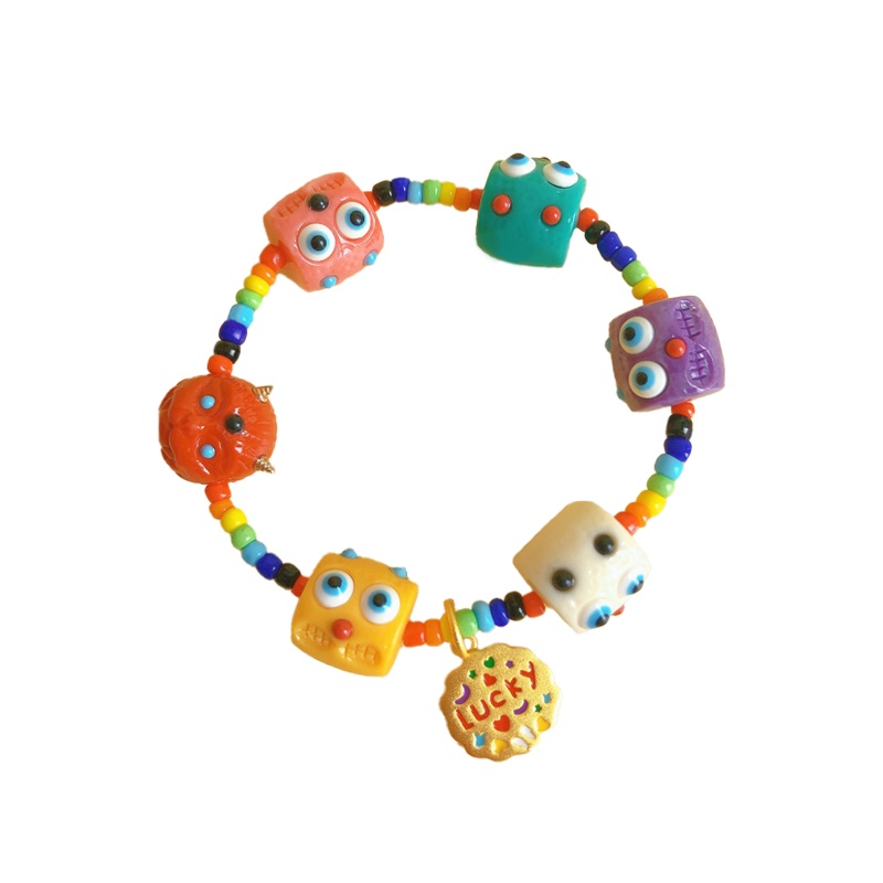 Gelang Tangan Manik-Manik Motif Kartun Strawberry / Monster Kecil Untuk Wanita