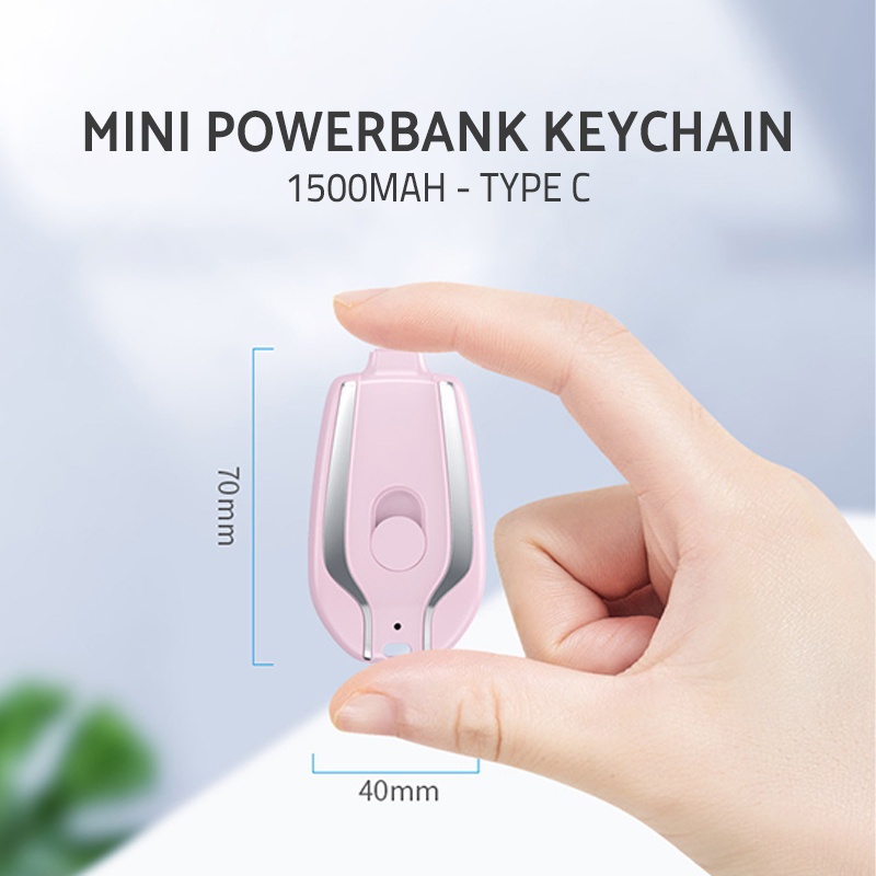 《Yang baru》Type-C travel dan IPHONE Kunci power bank 1500mAh Mini Power bank Penuh Portabel Pengisian Cepat Power Bank