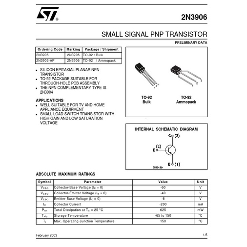 10 Pcs Transistor 2N 3906 PNP TO-92 2N3906 isi 10 BUAH