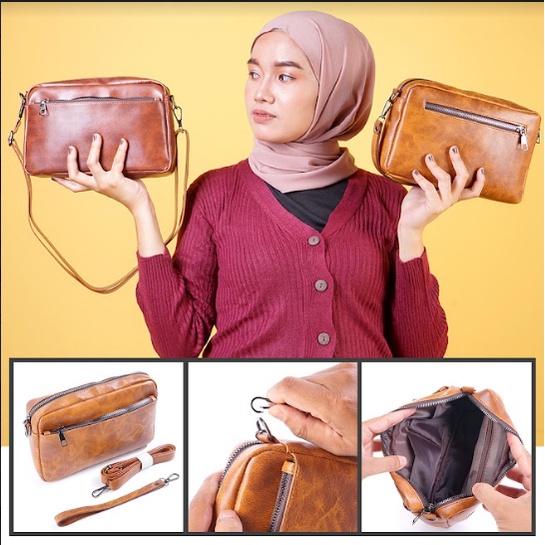 Tas Selempang Kulit Wanita Asli Tas Slempang Wanita Kulit Cewek DANELLA OL16 Sling Bag Wanita Fashion bahan Kulit PU SINTETIS PREMIUM