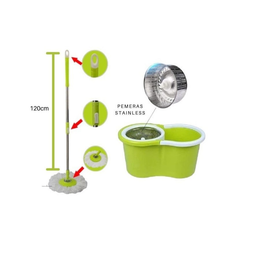 Tongkat pel spin mop / gagang pel spin mop +kain pel REFILL TONGKAT HANDLE + KAIN SPIN MOP/