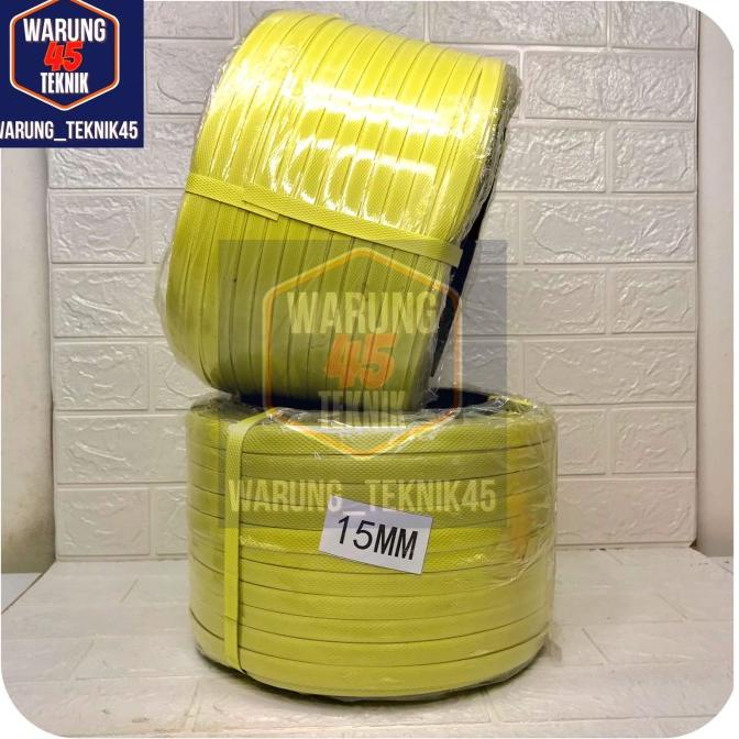Plastik strapping straping band 15 mm berat 7 kg tali kuning straping