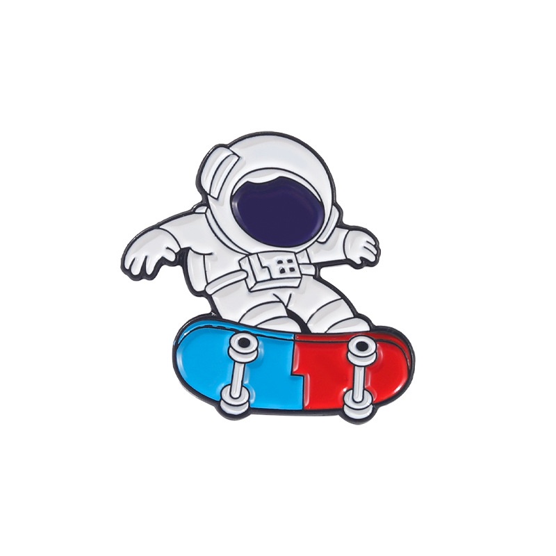 Bros Pin Enamel Bentuk Kartun Astronot Untuk Aksesoris Denim