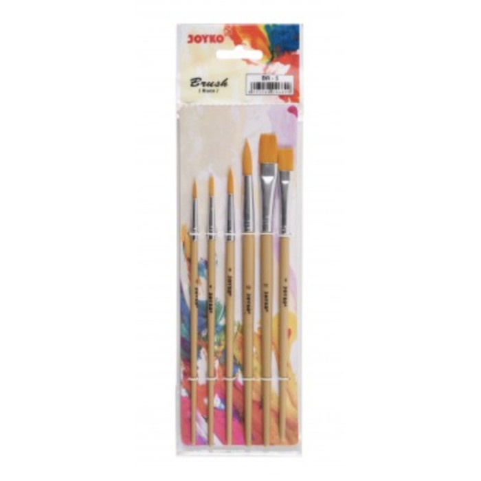 

Gilaa!!! Kuas Lukis Nylon Joyko Br-5 Paint Brush Kuas Set Cat Flat Round 6 Bergaransi