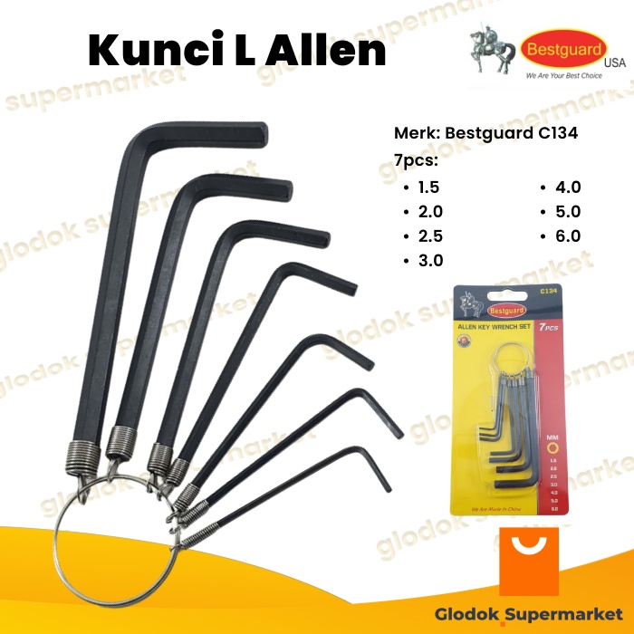 Kunci L Allen Key Wrench Set Bestguard 7pcs C134 Hex