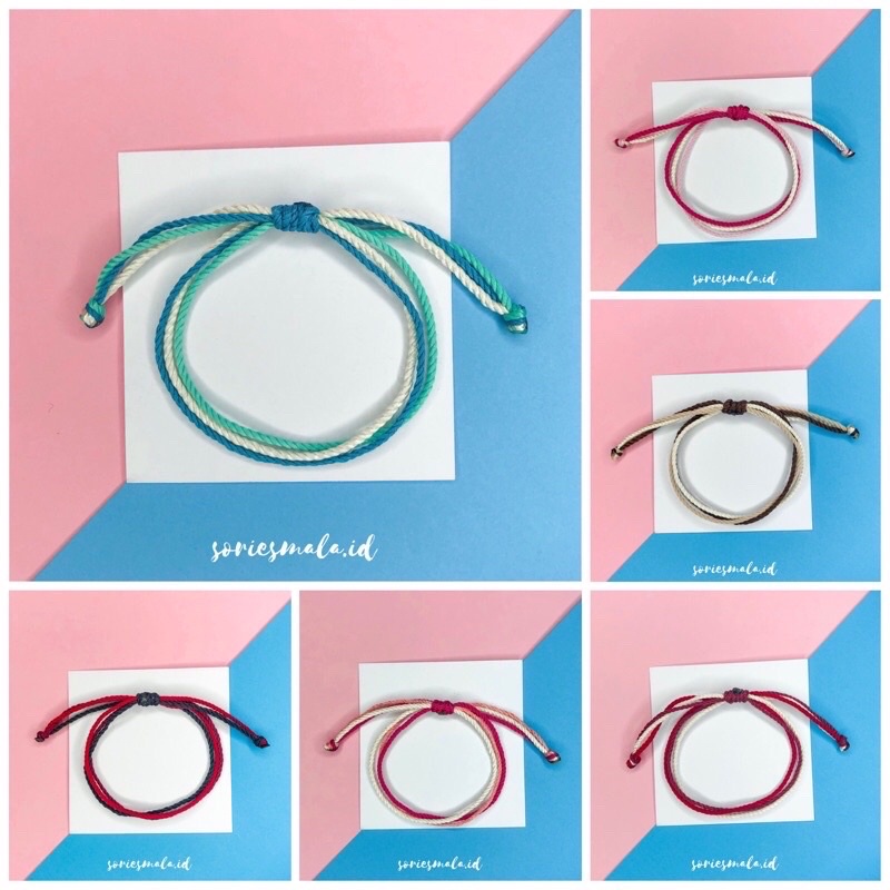 GELANG TALI TIGA WARNA GELANG VARIASI TIGA WARNA GELANG ETNIK GELANG COUPLE GELANG TALI GELANG PERSA