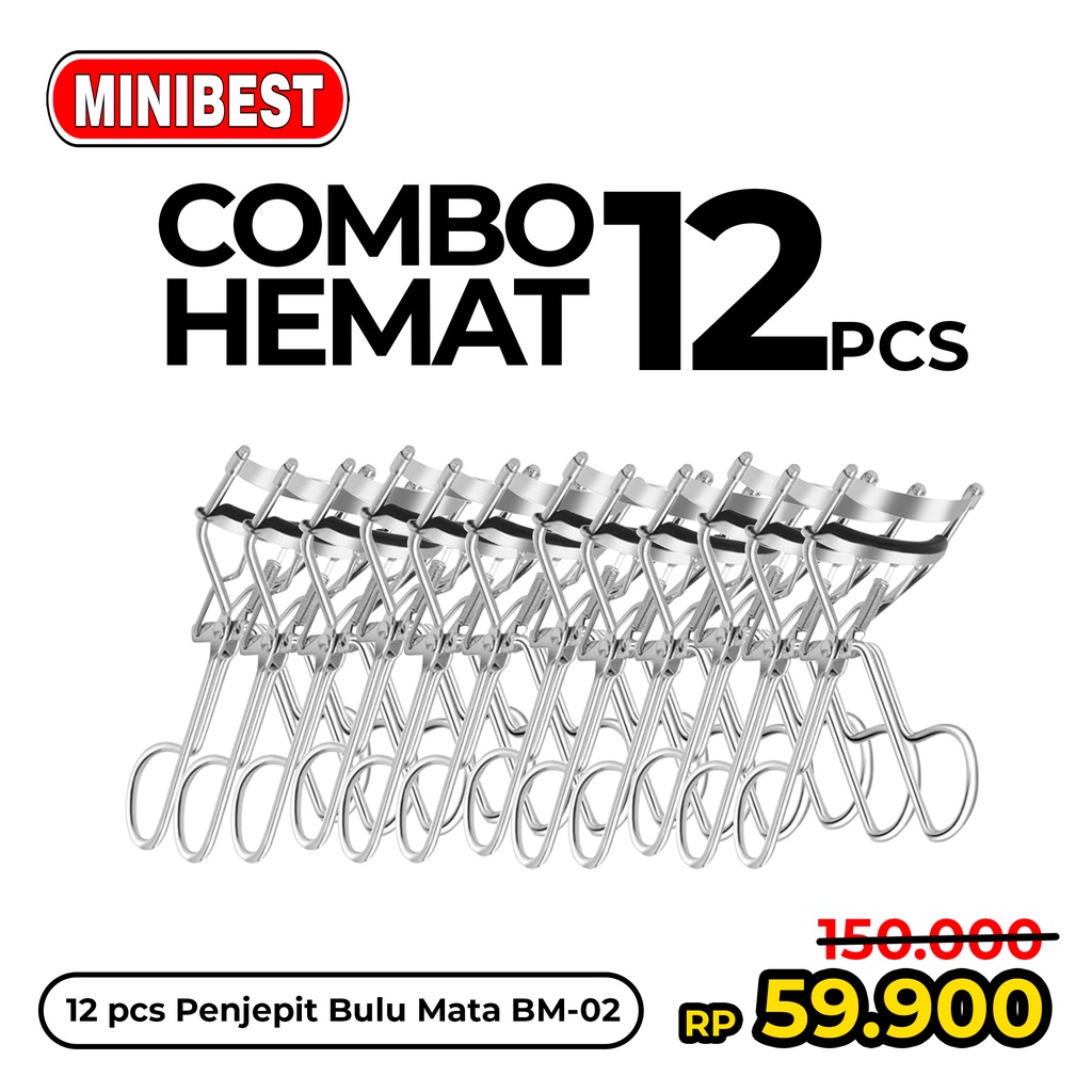 MB COMBO HEMAT 12Pcs Penjepit Bulu Mata Stainless Steel / Pelentik Bulu mata / Eyelash Curler BM-02