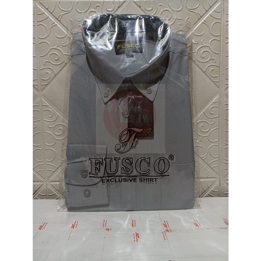 Kemeja polos reguler lengan panjang SILVER fusco_kemeja kerja_kemeja pria_kemeja kuliah_kemeja formal_kemeja