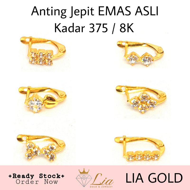 Anting Jepit EMAS ASLI Kadar 300 / 6K  ( TOKO MAS LIA GOLD BEKASI )