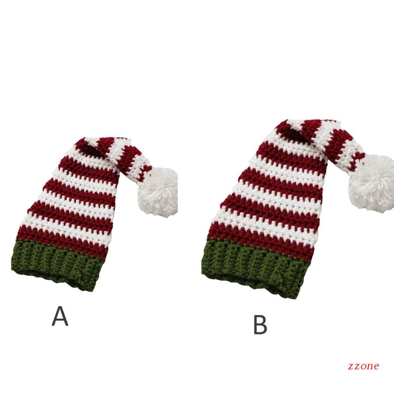 Topi Beanie Rajut Bahan Wol Motif Garis Aksen Pom-Pom Untuk Properti Foto Ibu Dan Anak