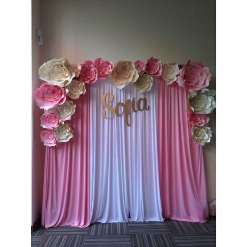 Backdrop ulang tahun tinggi 2.5 meter x lebar 3 M | Background kombinasi / background lamaran tunang