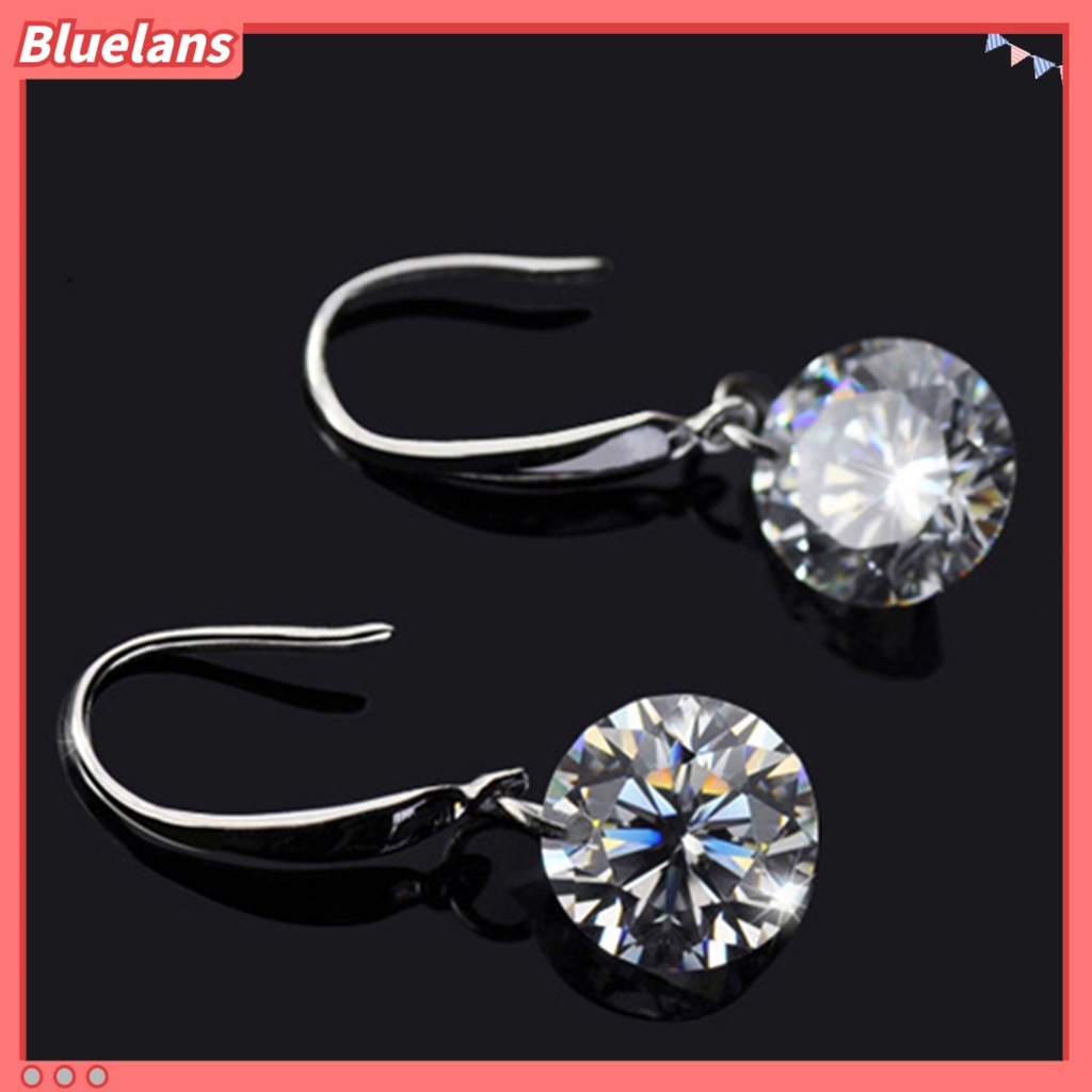 Bluelans 1 Pair Women Fashion Silver Plated Cubic Zirconia Dangle Hook Earrings Party