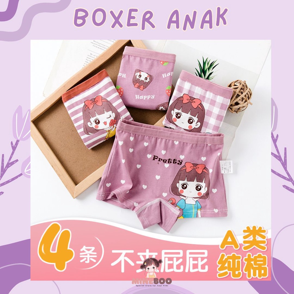 mineboo BOXER ANAK celana dalam anak perempuan| CD anak perempuan | Boxer corak anak / PRETTY BERRY