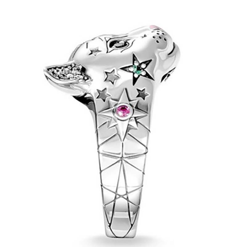 Cincin Motif Kepala Kucing Grafiti Untuk Wanita