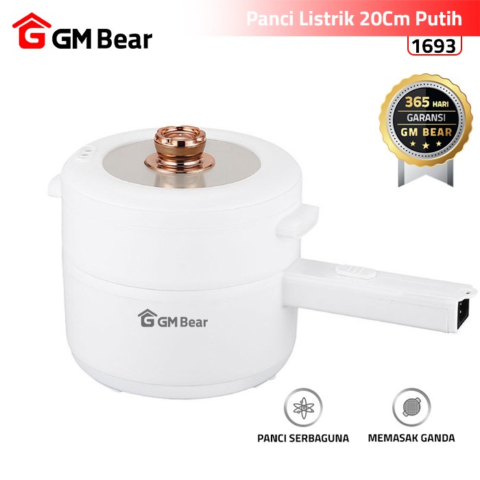 GM Bear Panci Listrik Panci Kukus Elektrik 1693 - Electric Cooking Pot Keramik 2 in 1