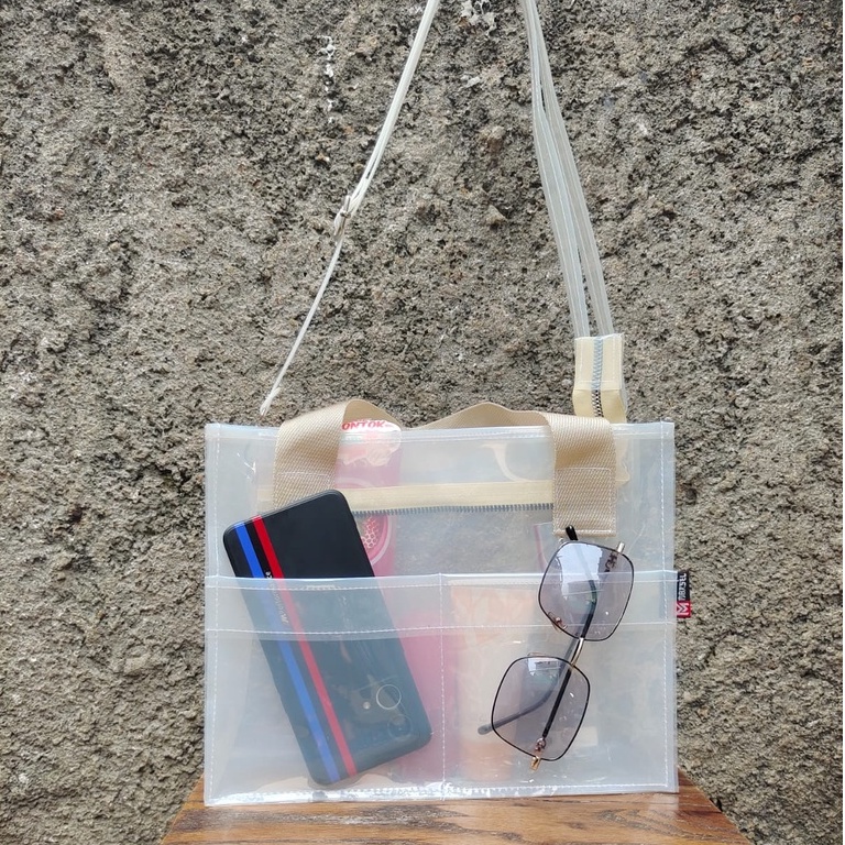 Nikity Tas slempang mika pvc/tas slendang mika pvc tebal/Tas mika hitam pvc/tas slendang 2 in 1 eleg