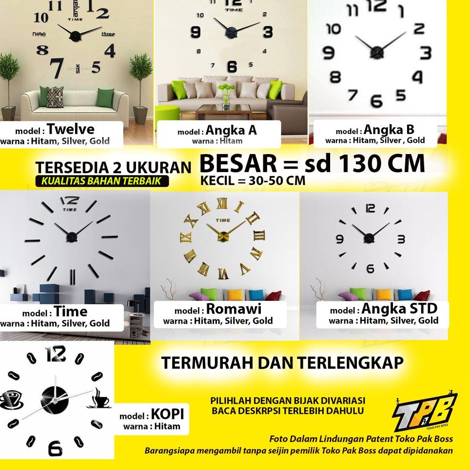 Cuma satu hari--Jam Dinding DIY Besar Jam Hiasan Giant Wall Clock 80-130cm 130cm 130 cm Diameter clo