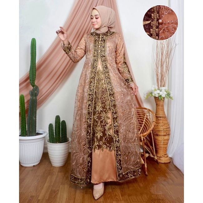 GAMIS CASSANDRA // BAHAN TILLE BORDIR MUTIARA PREMIUM MIX BORDIR TEMPEL // Original By Pelangi Jaya