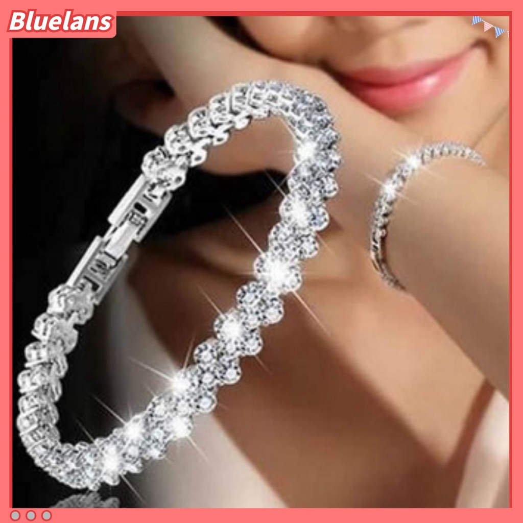 Bluelans Gelang Bentuk Hati Bahan Alloy Aksen Berlian Imitasi Untuk Pengantin