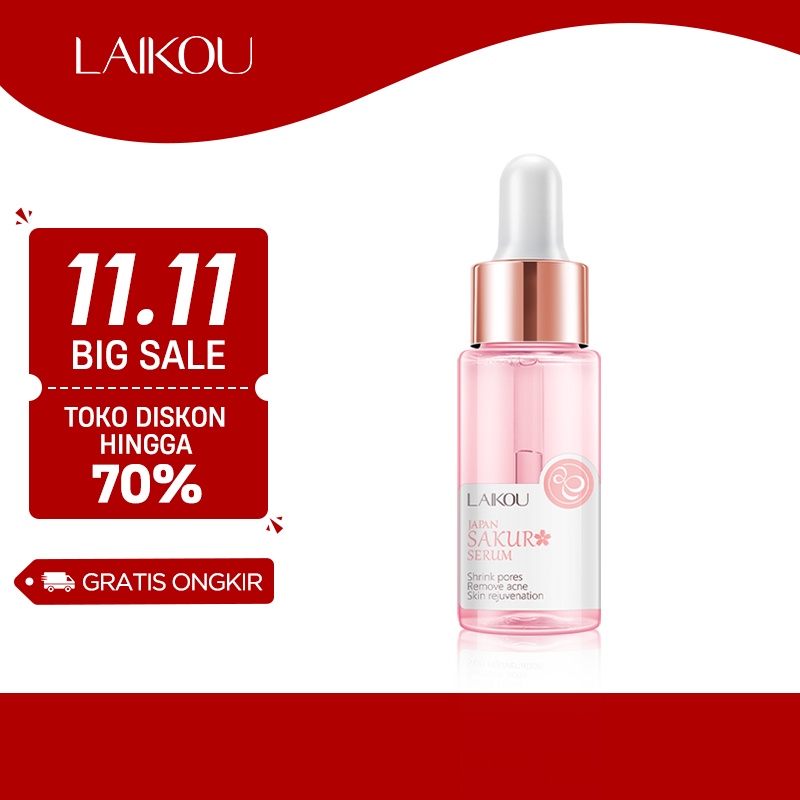 LAIKOU Japan Sakura Serum Wajah Peremajaan Kulit Ekstrak Bunga Sakura Esensial Perawatan Kulit 17ml