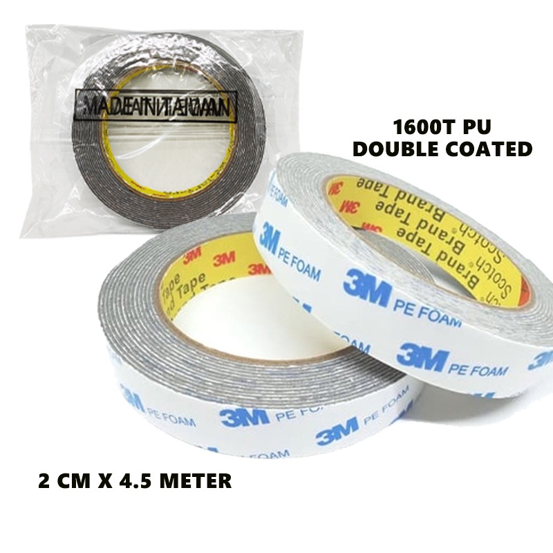 Double Tape 3M PUTIH PE FOAM ORI IMPORT 4.5 Meter Isolasi Perekat Dobel tipe