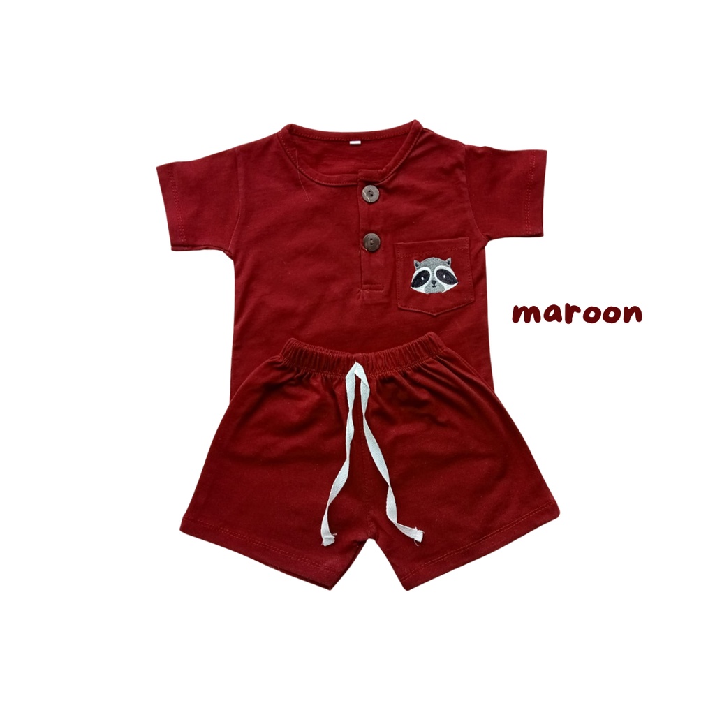 setelan playsuit unisex anak perempuan balita laki laki 1 2 3 tahun ANIMAL BASIC TEE SET onse set anak baju harian anak kaos adem