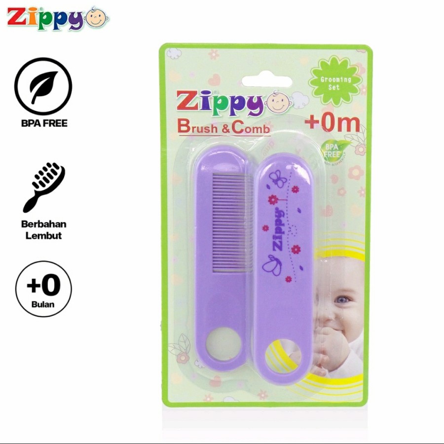 Sisir Bayi Zippy Brush &amp; Comb ( BPA Free ) Dengan Bahan Yang Lembut dan Aman