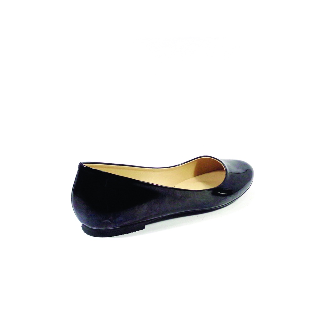 Workswell Sepatu Flat Wanita Basic Ujung Bulat Kode 138 Hitam Glosy