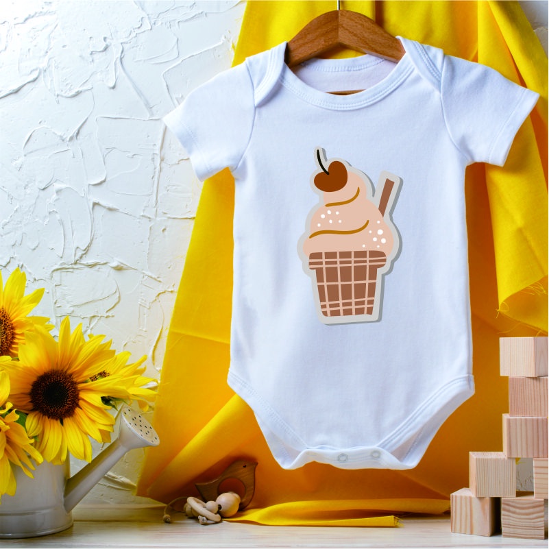Jumpsuit Bayi Perempuan Laki Laki Motif Ice Cream Jumper Kain Katun