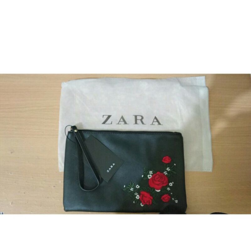 Dompet Wanita Multifungsi / Black Rose Flower Pattern Woman Wallet / Clutch Wanita