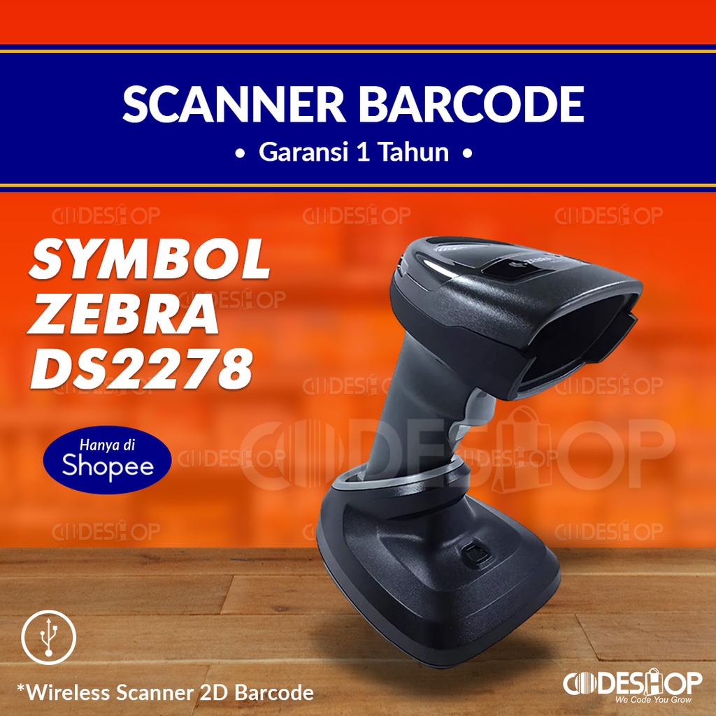 Scanner Barcode ZEBRA DS2278 Auto Scan Sense 2D DS-2278 Wireless