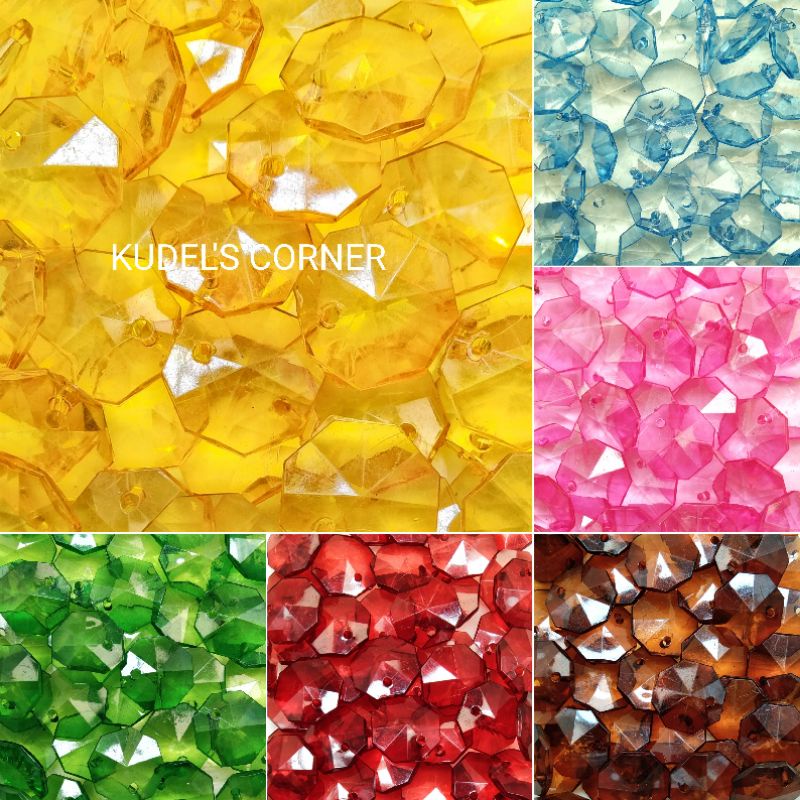 450gr/ 990pcs manik mote akrilik diamond hexagon/ segi delapan