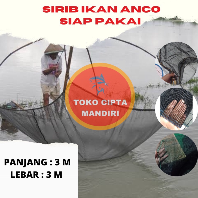 anco ikan sirib ikan anco udang waring rk hitam 3x3