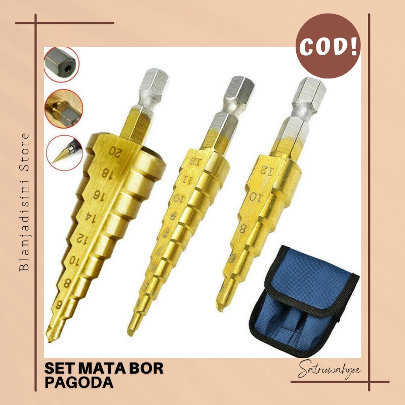 Mata Bor Besi Pagoda - Mata Bor Piramid - Pagoda - Spiral Titanium Coated