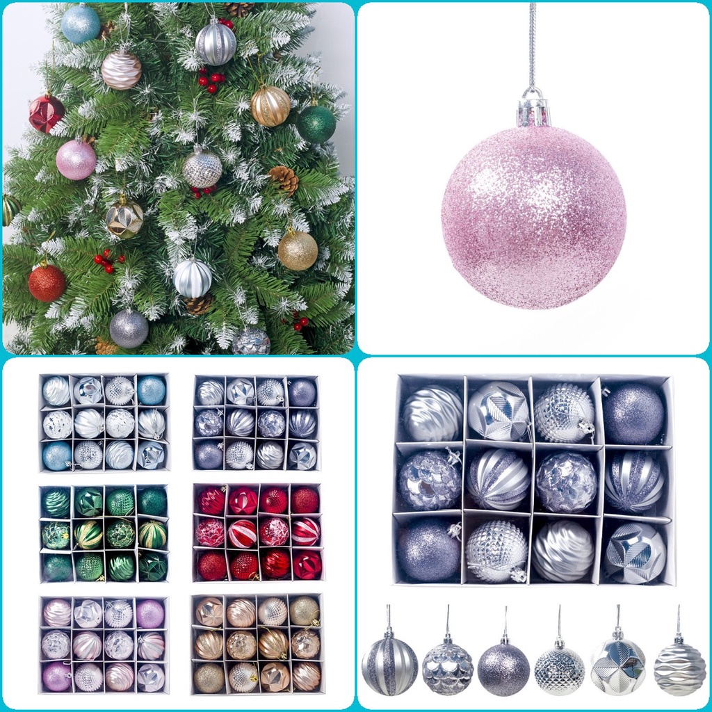 ღ 2023 12Pcs 55Mm Bola Xmas Pohon Liontin Ornamen Merry Natal Bahagia Tahun Baru Hadiah Dekorasi Tinggi kualitas Dekorasi