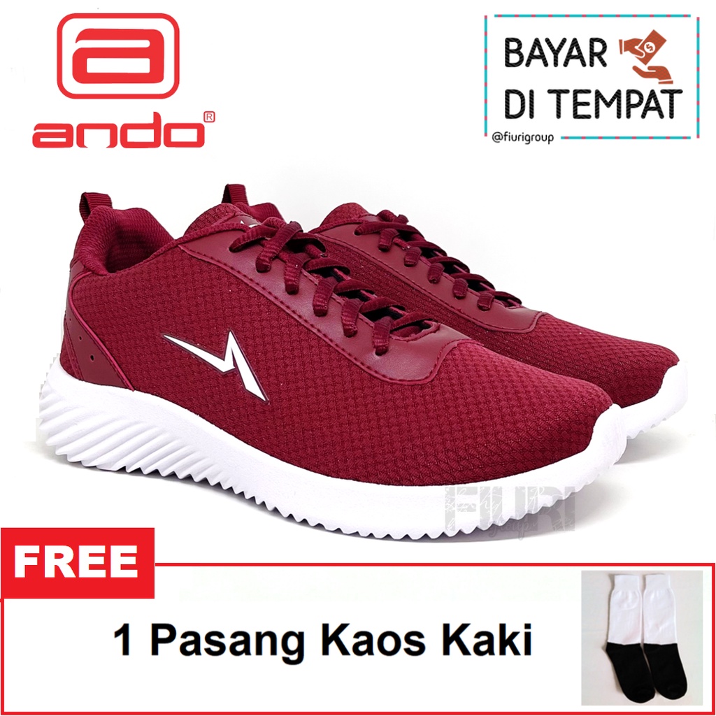 FIURI - Ando Original - CIELLO 39-43 MAROON - Sepatu Kets Pria - Sepatu Sneakers Pria - Sepatu Olahraga Sport Pria - Sepatu Casual - Sepatu Jogging Lari Fitness Gym Senam Pria - Sepatu Sekolah Bertali SMP SMA