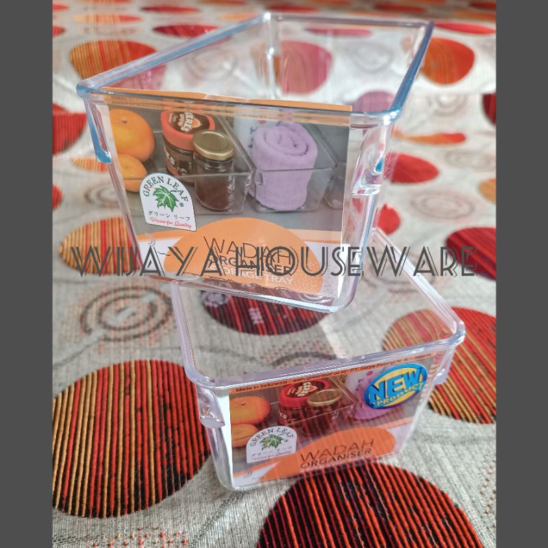 Organizer kulkas/ wadah serbaguna Acrilic/ green leaf 1380