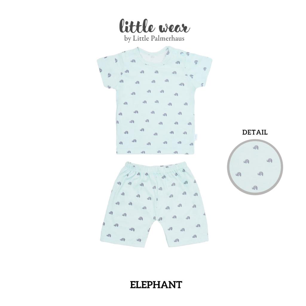 Baju Anak Bayi 1 – 3 Tahun Setelan Pendek Palmerhaus Little Wear Shoulder Button Short Sleeve Fish Parade / Elephant / Flamingo Beach