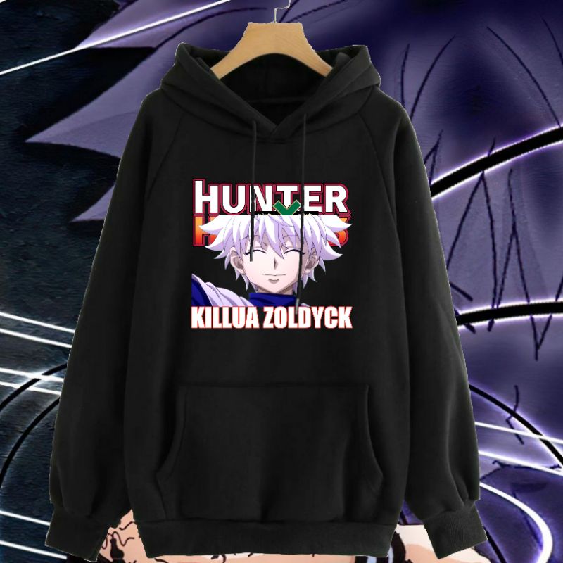 hoodie anime killua zoldyck hunterxhunter 100% katun lembut
