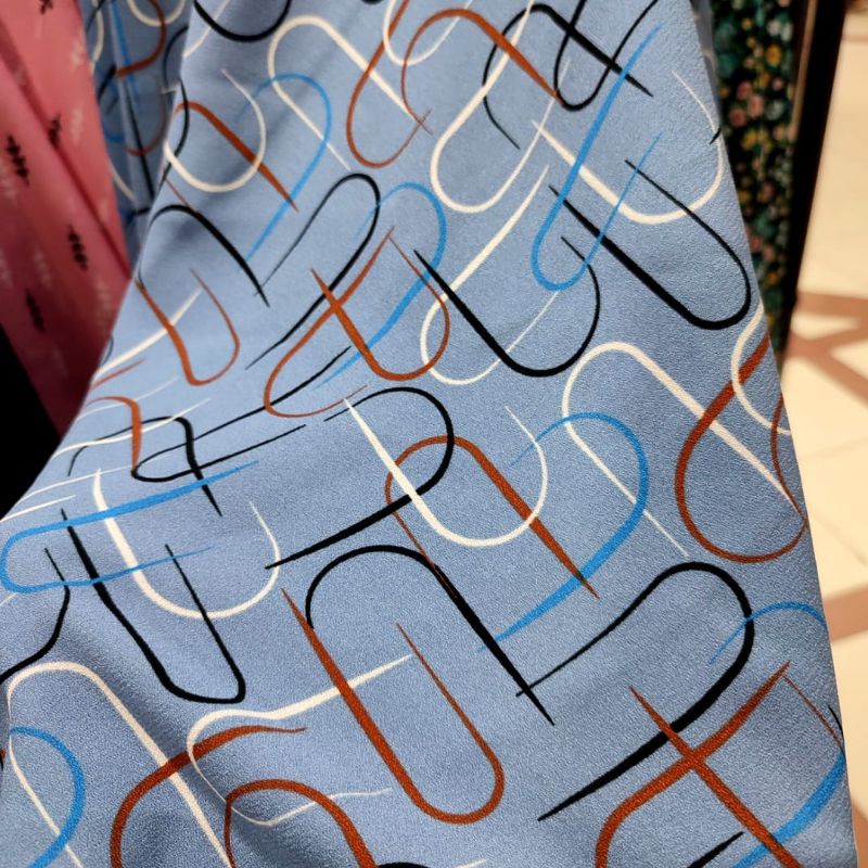 Kain wolly crepe motif - kain wolly - crepe premium - kain motif el