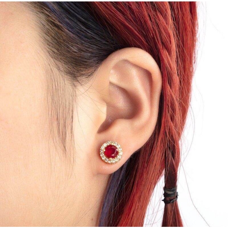 ANTING TUSUK MATA MERAH PERHIASAN ANTING WANITA DEWASA