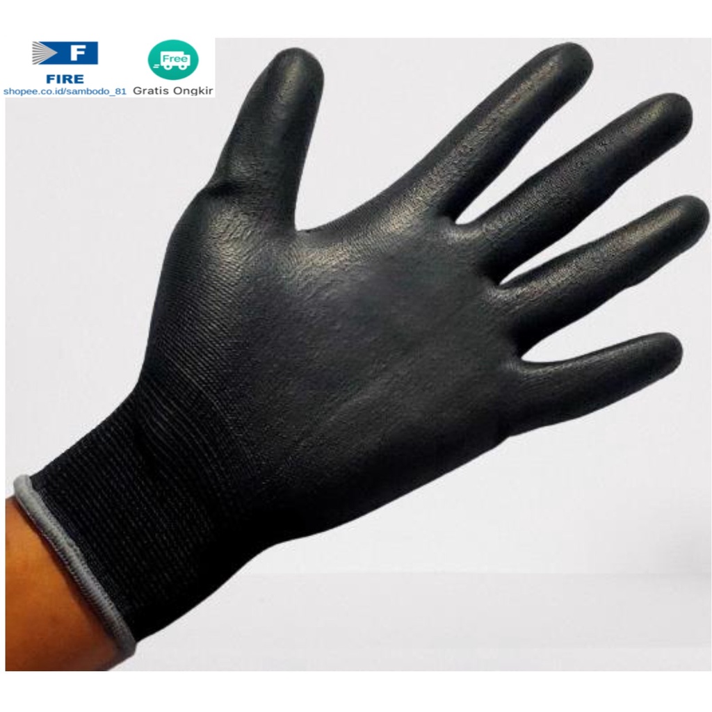 Sarung Tangan Security Dilapisi Karet Industri Pabrik Uci Safety Motor Bengkel otomotif Bagunan Coating Karet Pengaman kerja Packing PU Statis Multitask Karet Palm Fit Ukuran S,M, L, XL