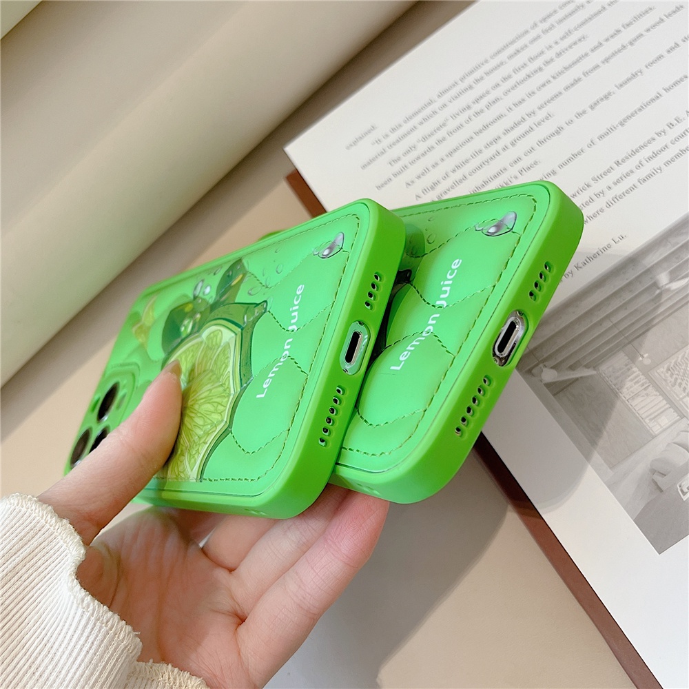 Soft Case TPU Motif Lemon Hijau Untuk IPhone 14 13 12 11 Pro Max