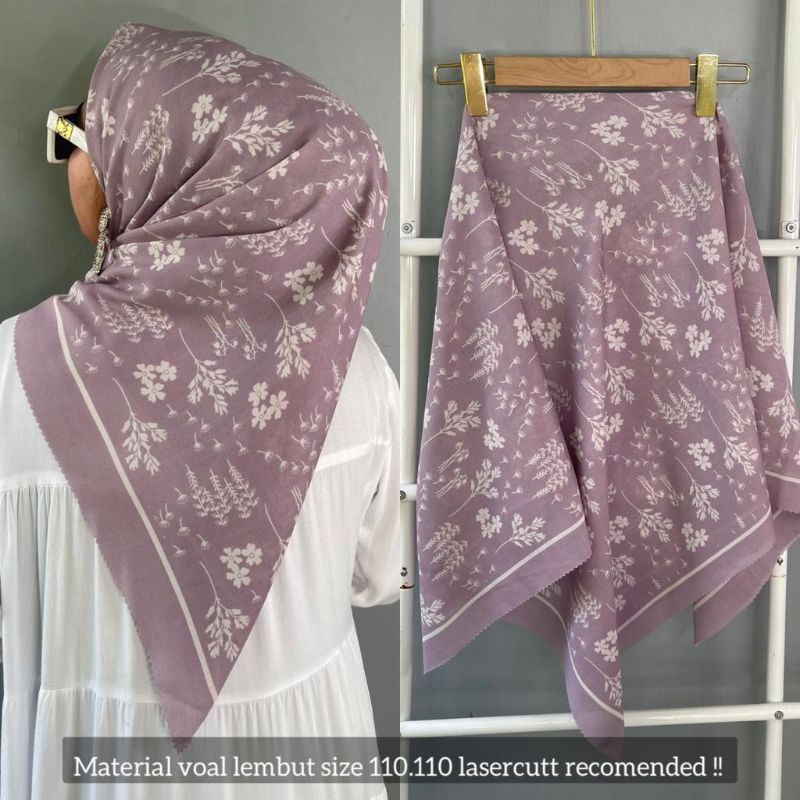 Kerudung  Segi Empat Denay Motif ~ Hijab Segi Empat  Denay KW ~ Laser Cut  LC