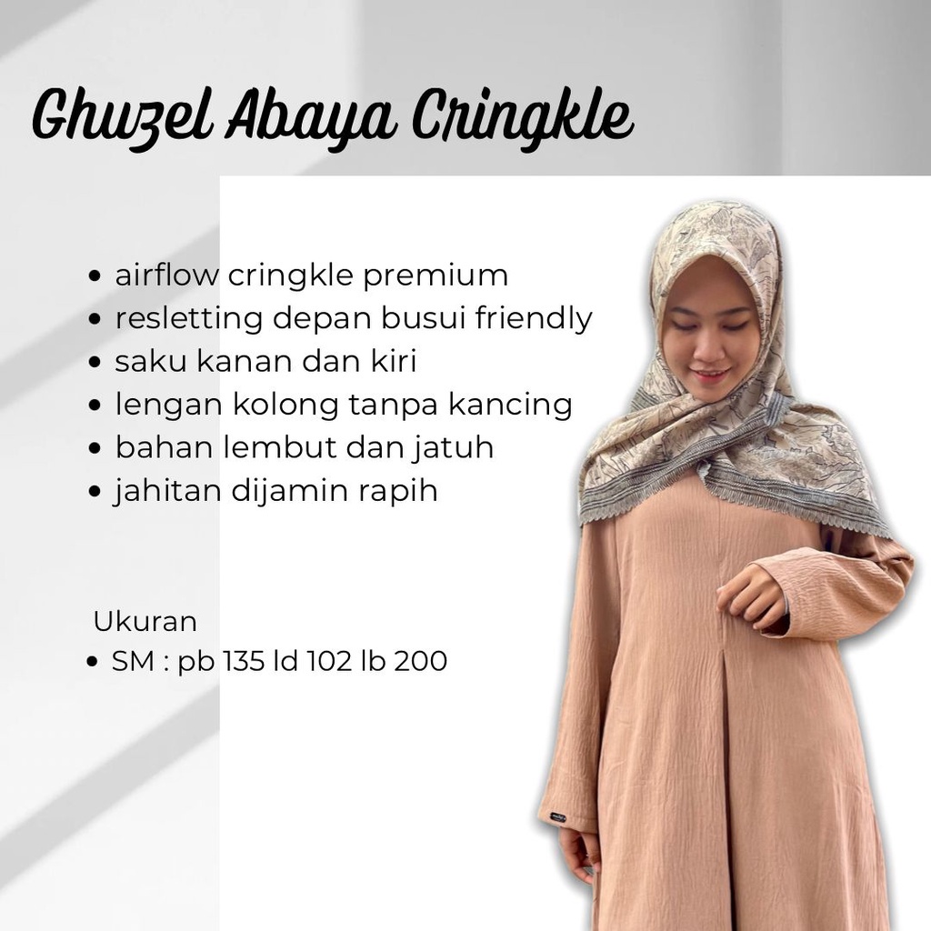 ABAYA CRINKLE GHUZEL DRESS POLOS ORIGINAL MOIBE CLOTHING/abaya polos/abaya turki/abaya arab/abaya hitam