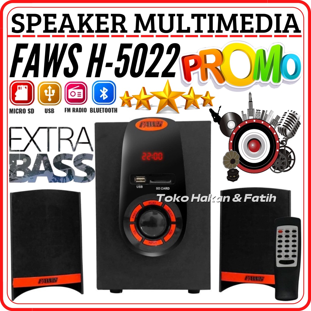 Speaker Bluetooth Multimedia FAWS H-2205 - Speaker Portable Bluetooth FAWS H 2205 Extra Bass Subwoof