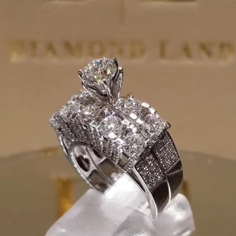 Cincin Zircon Berkilau Gaya Hip Hop Elegan Untuk Wanita