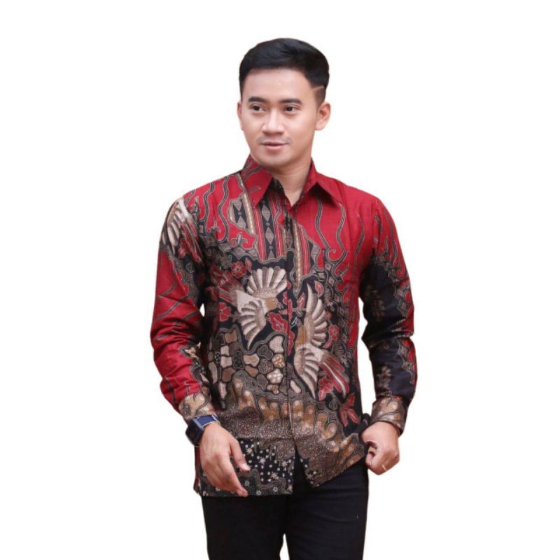 TERBARU Couple sweet || couple batik ayah dan anak cowok BATIK MERAH motif manuk tarung size M L XL XXL 3L 4L 5L